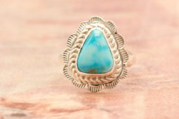 Native American Jewelry Genuine Sonoran Turquoise Sterling Silver Ring